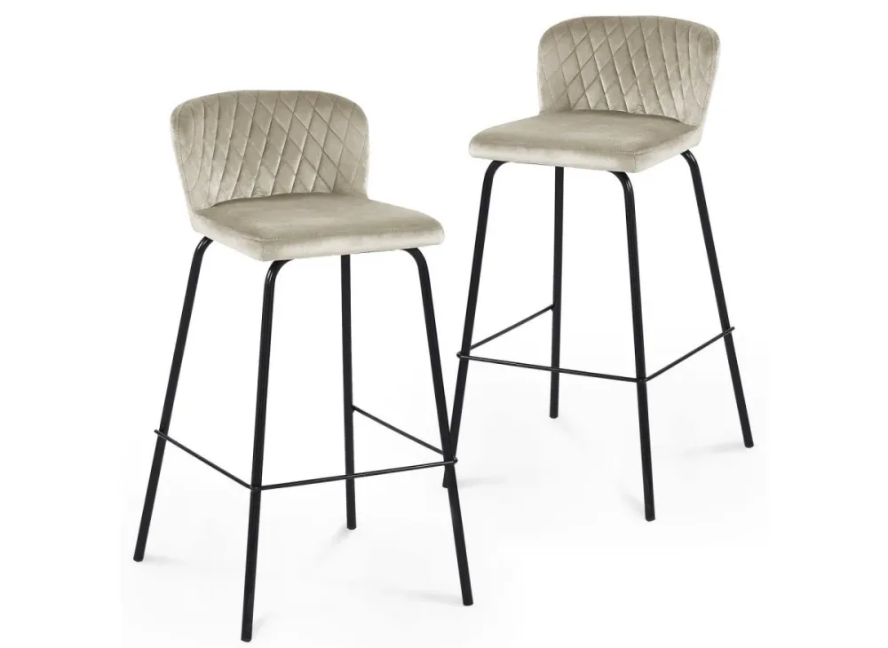 Set di 2 sgabelli da bar di design velluto beige BOSCO YS