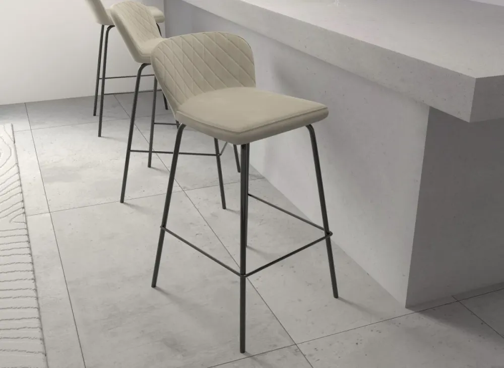 Set di 2 sgabelli da bar di design velluto beige BOSCO YS