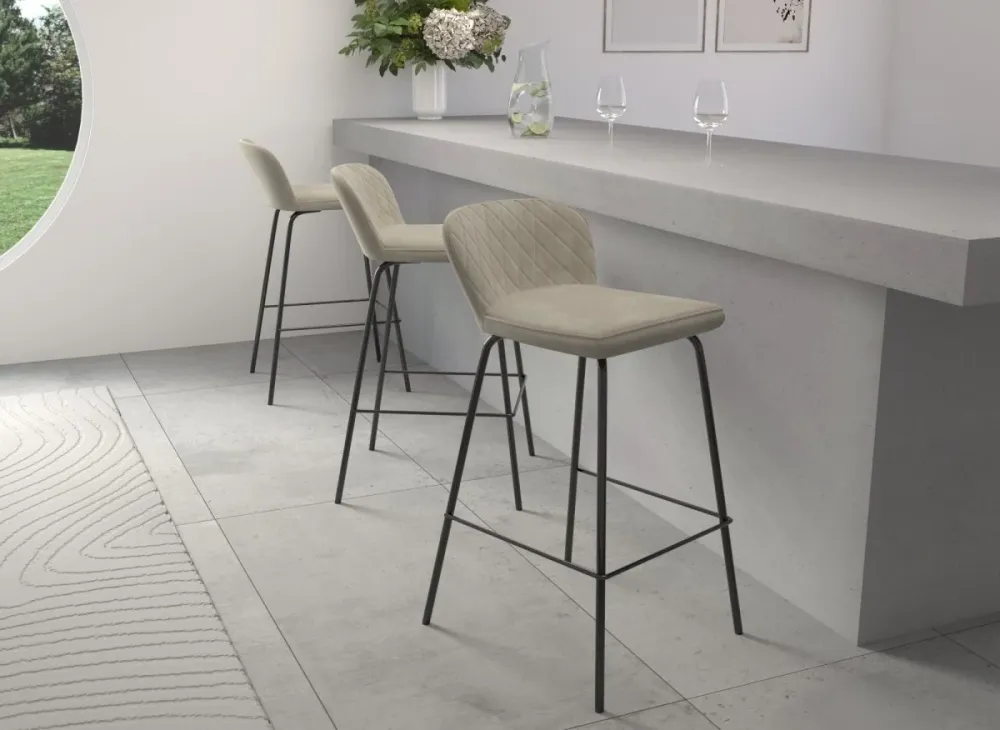 Set di 2 sgabelli da bar di design velluto beige BOSCO YS