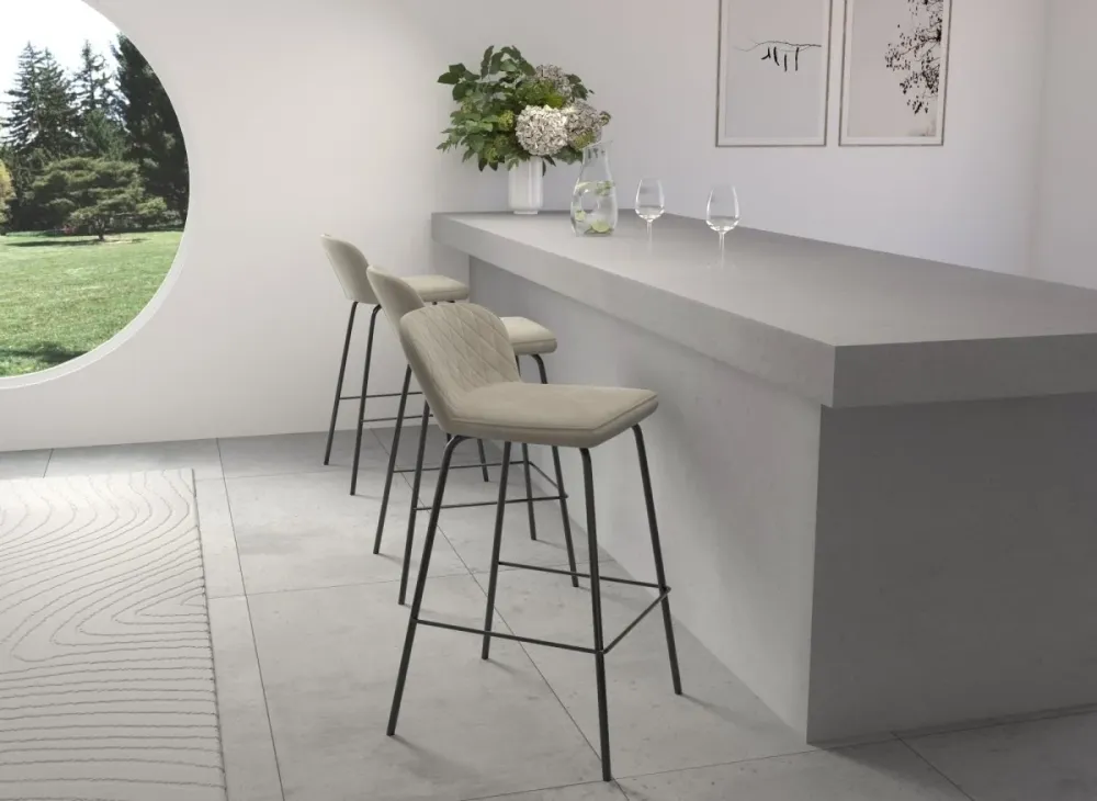 Set di 2 sgabelli da bar di design velluto beige BOSCO YS
