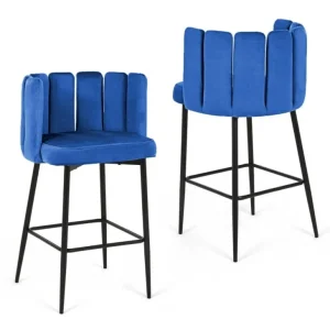 Set di 2 sgabelli da bar di design velluto blu DEBBY YS