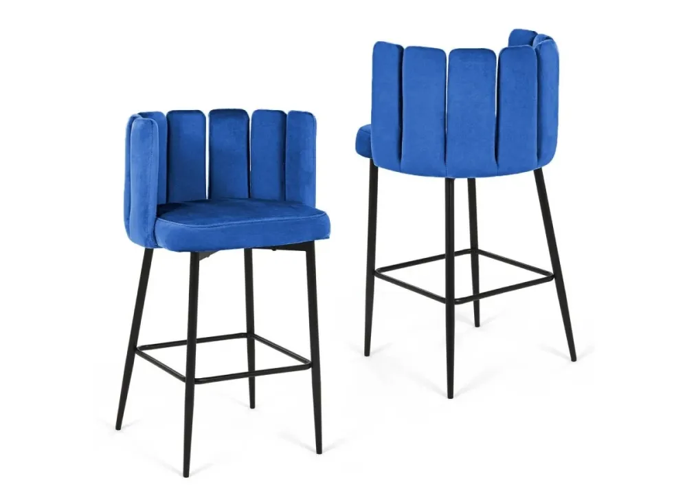 Set di 2 sgabelli da bar di design velluto blu DEBBY YS