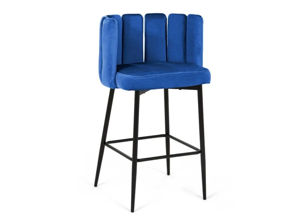 Set di 2 sgabelli da bar di design velluto blu DEBBY YS