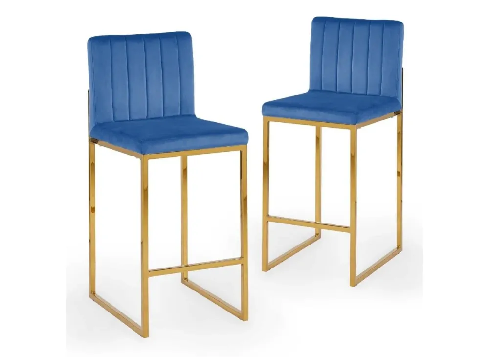 Set di 2 sgabelli da bar di design velluto blu FRIDA YS