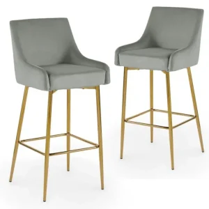 Set di 2 sgabelli da bar di design velluto grigio LALYA YS
