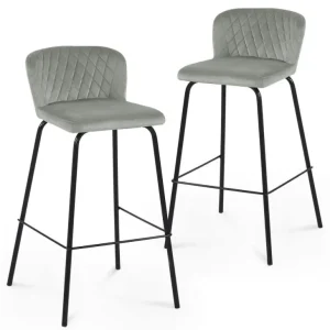 Set di 2 sgabelli da bar di design velluto grigio BOSCO YS