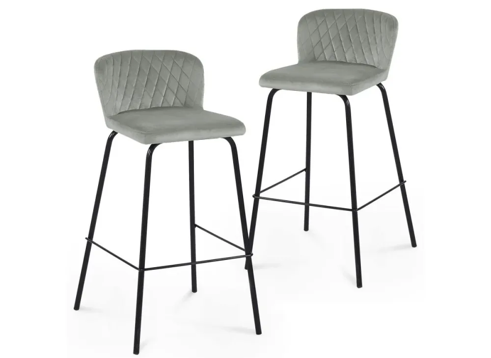 Set di 2 sgabelli da bar di design velluto grigio BOSCO YS
