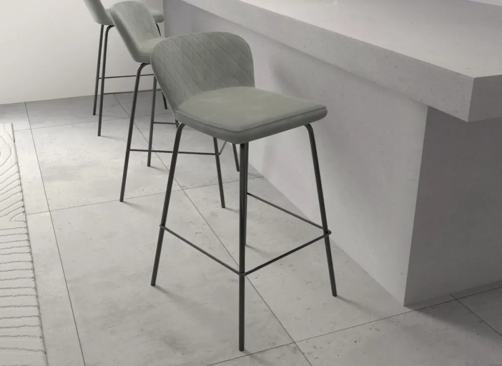 Set di 2 sgabelli da bar di design velluto grigio BOSCO YS