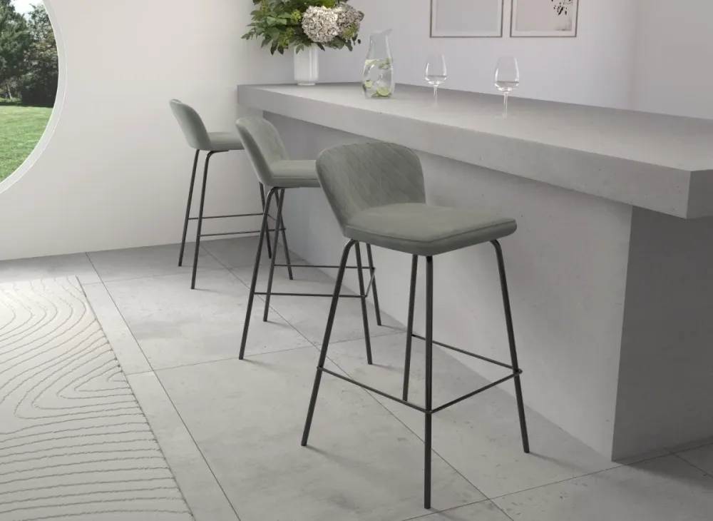 Set di 2 sgabelli da bar di design velluto grigio BOSCO YS