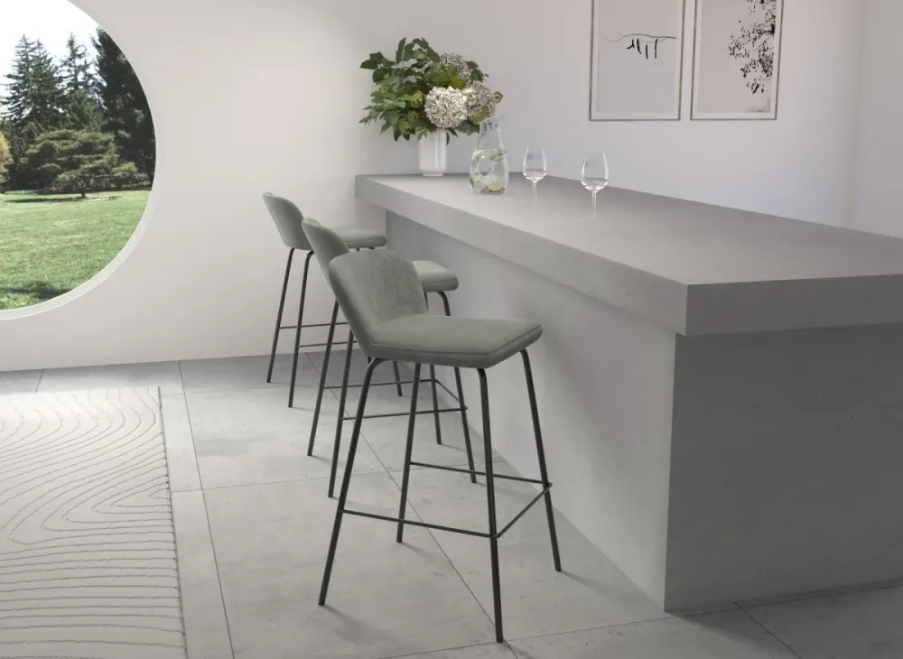 Set di 2 sgabelli da bar di design velluto grigio BOSCO YS