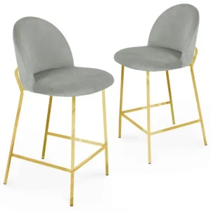 Set di 2 sgabelli da bar di design velluto grigio ARABEL YS