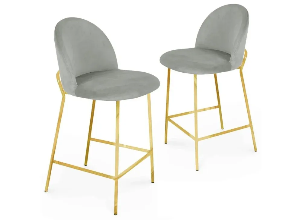 Set di 2 sgabelli da bar di design velluto grigio ARABEL YS