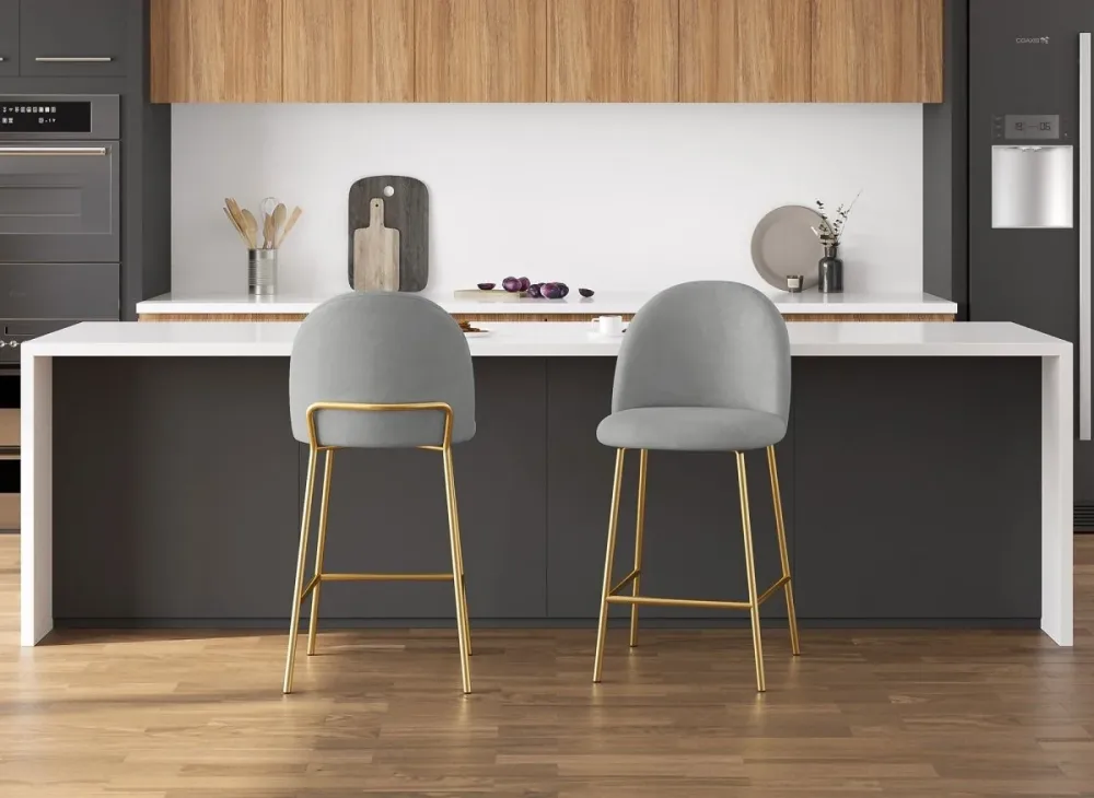 Set di 2 sgabelli da bar di design velluto grigio ARABEL YS