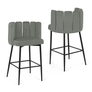 Set di 2 sgabelli da bar di design velluto grigio DEBBY YS