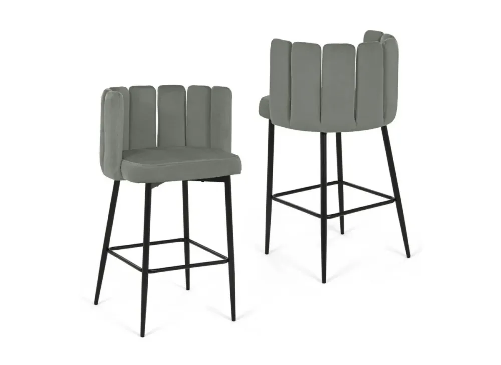 Set di 2 sgabelli da bar di design velluto grigio DEBBY YS