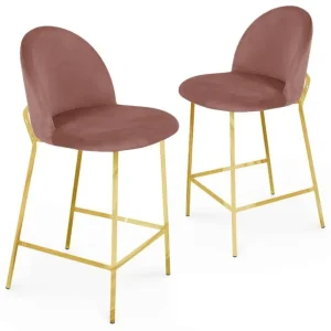Set di 2 sgabelli da bar di design velluto rosa ARABEL YS