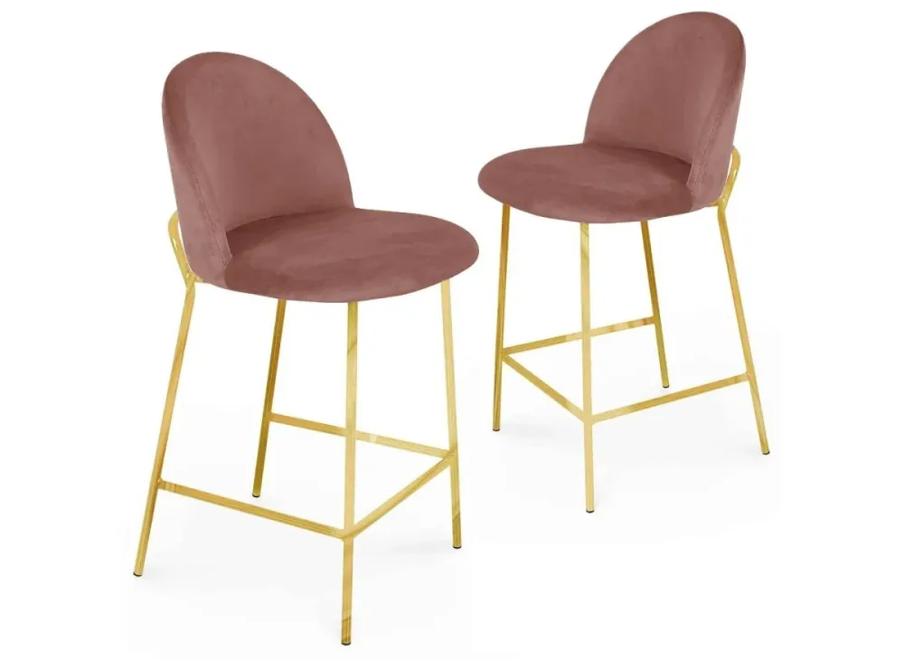 Set di 2 sgabelli da bar di design velluto rosa ARABEL YS