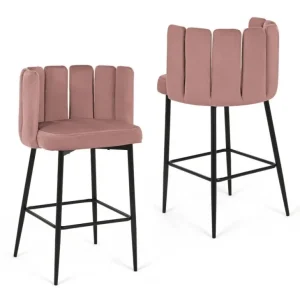 Set di 2 sgabelli da bar di design velluto rosa DEBBY YS