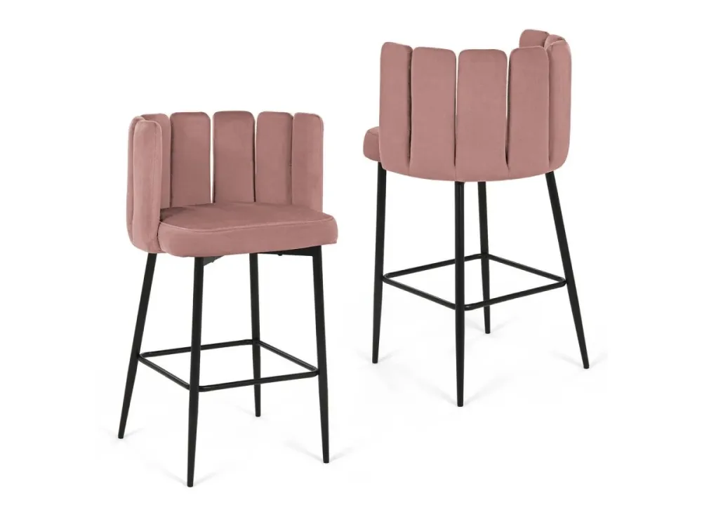 Set di 2 sgabelli da bar di design velluto rosa DEBBY YS