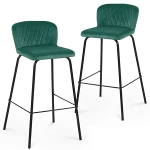 Set di 2 sgabelli da bar di design velluto verde BOSCO YS