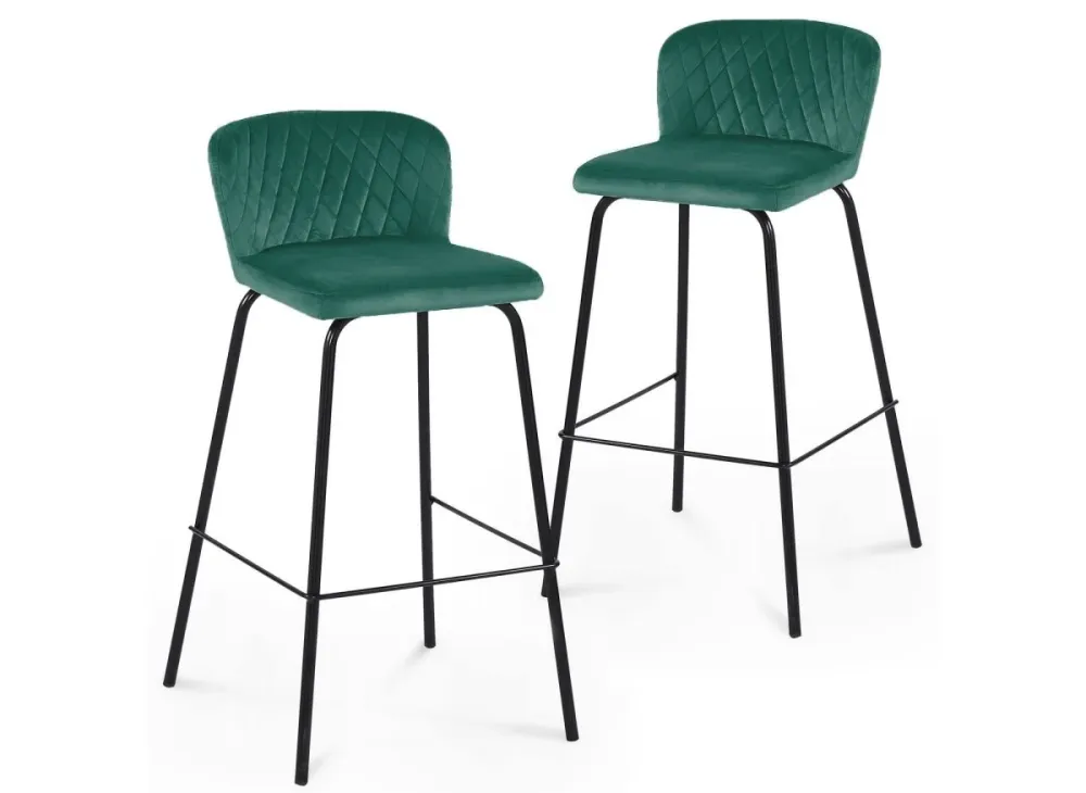 Set di 2 sgabelli da bar di design velluto verde BOSCO YS