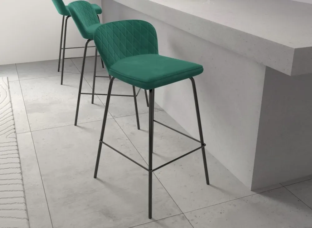 Set di 2 sgabelli da bar di design velluto verde BOSCO YS