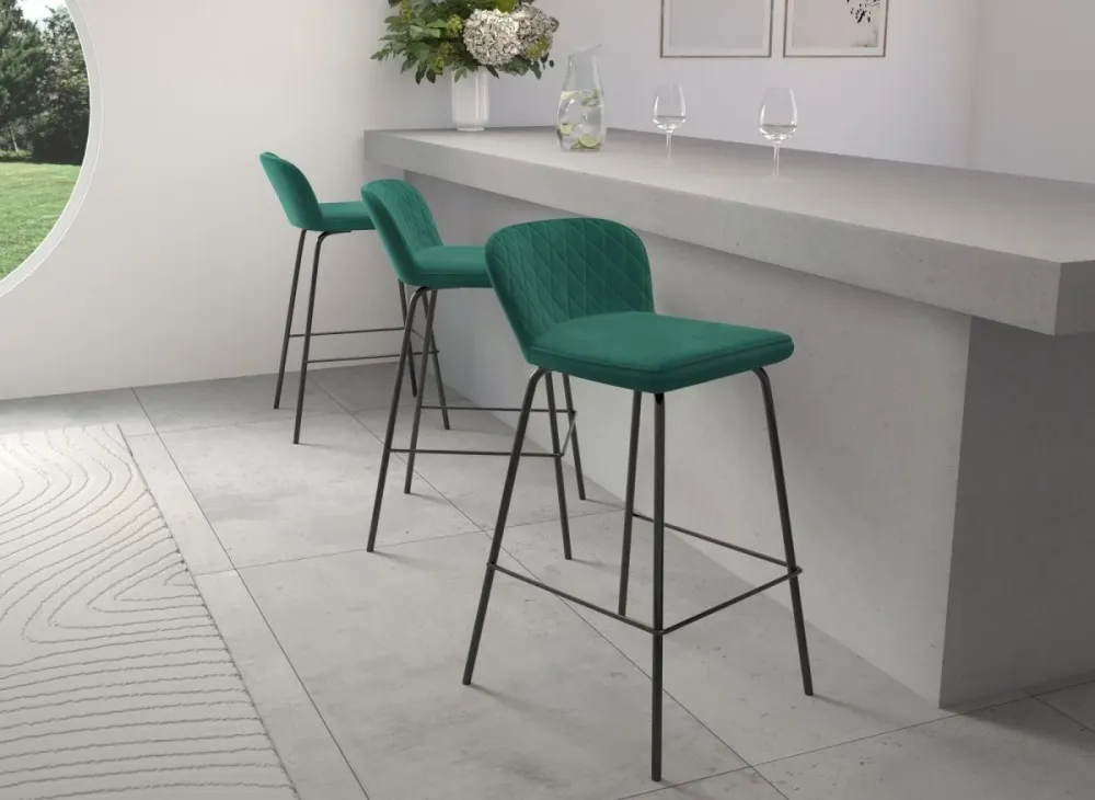 Set di 2 sgabelli da bar di design velluto verde BOSCO YS
