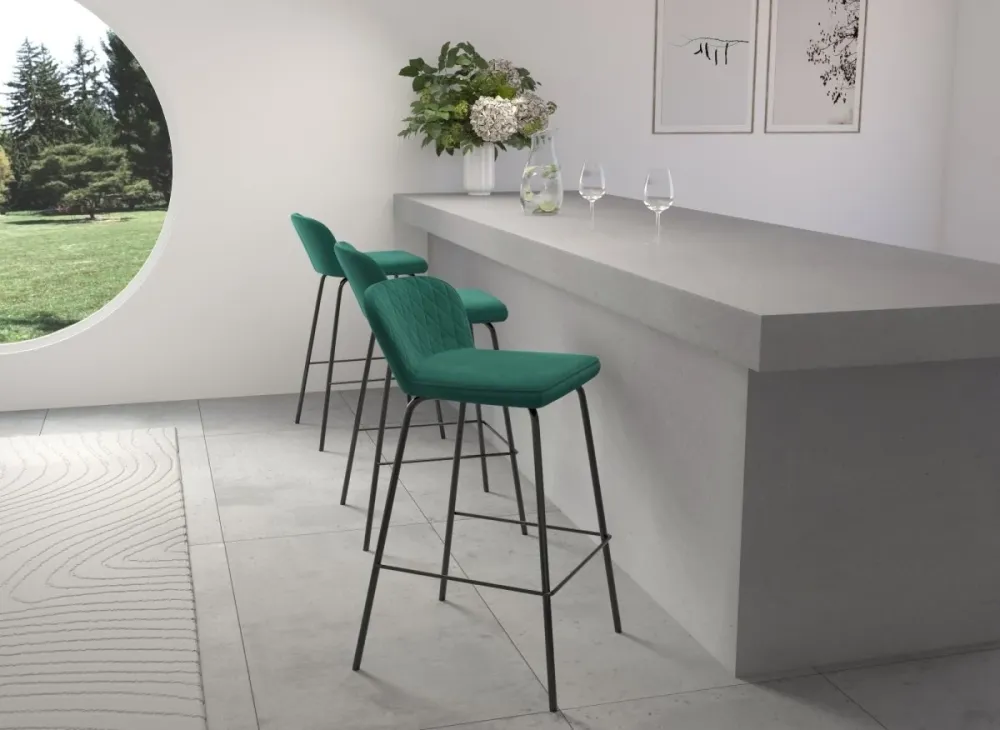 Set di 2 sgabelli da bar di design velluto verde BOSCO YS