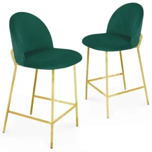 Set di 2 sgabelli da bar di design velluto verde ARABEL YS