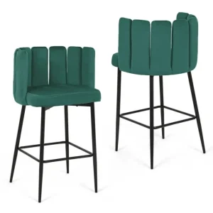 Set di 2 sgabelli da bar di design velluto verde DEBBY YS