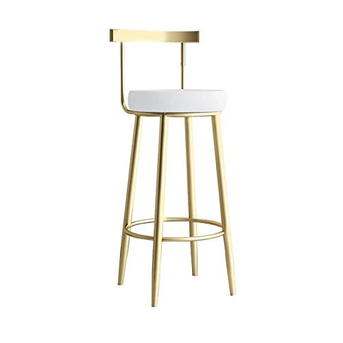 Bar Stool con Cotone e Lino Sedile, Bar Sedia Cucina Colazione Coffee Shop Ristorante con Schienale Alto Sgabello, Gambe M...