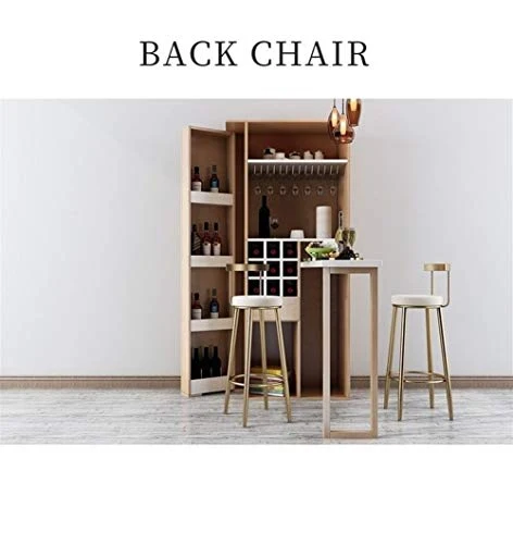 Bar Stool con Cotone e Lino Sedile, Bar Sedia Cucina Colazione Coffee Shop Ristorante con Schienale Alto Sgabello, Gambe M...