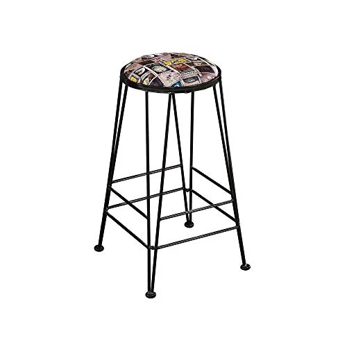 Sedia da ufficio,Sgabello alto da bar con design rotondo, altezza 65 cm (25 pollici), cuscino pelle artificiale con strutt...