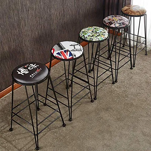 Sedia da ufficio,Sgabello alto da bar con design rotondo, altezza 65 cm (25 pollici), cuscino pelle artificiale con strutt...