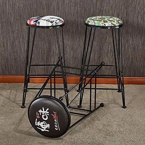 Sedia da ufficio,Sgabello alto da bar con design rotondo, altezza 65 cm (25 pollici), cuscino pelle artificiale con strutt...