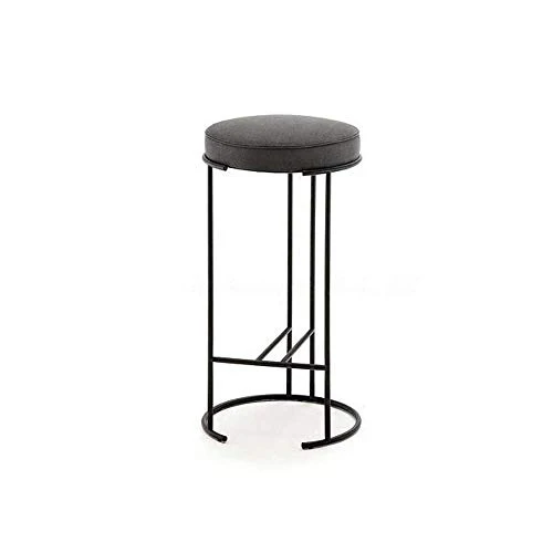 Sedia ufficio,Struttura ferro Cuscino tessuto grigio, seduta rotonda con piede alto Sgabello da bar Altezza piastra 75 cm...