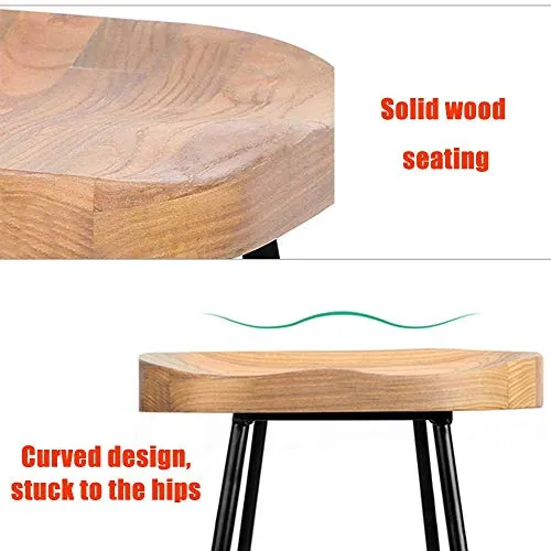 yunyu Sedia Ufficio,Sgabello da Bar Alto Legno massello Nero, (Seduta 75 cm, 30 Pollici), Cuscino Legno massello con Strut...