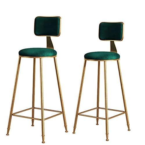 mobili Moderni Set di 2 sgabelli da Bar con Schienale Rivestito Velluto e poggiapiedi Metallo Altezza del bancone Interno-...