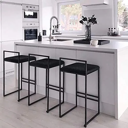 Sgabelli da Bar Set di 2 sgabelli da Bar, Sgabello da Cucina Tessuto di Velluto, poggiapiedi e Base Metallo, sedie da Pran...