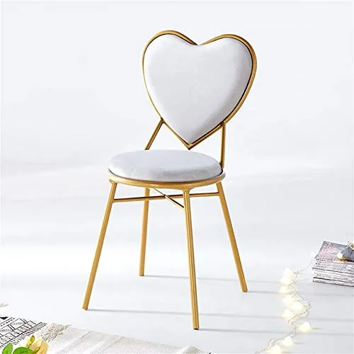 YXFW Dressing Sgabello Sala da Pranzo Lounge Chair con Metallo Leg Schienale Dressing Table Sgabello con Flanella Cuscino...