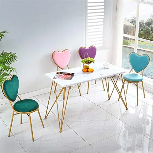 YXFW Dressing Sgabello Sala da Pranzo Lounge Chair con Metallo Leg Schienale Dressing Table Sgabello con Flanella Cuscino...