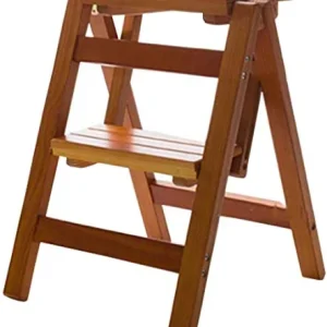zaizai Sgabello con Scala Legno, Sgabello Pieghevole Schienale per Uso Domestico Scala Multifunzionale Legno Massello, Sca...
