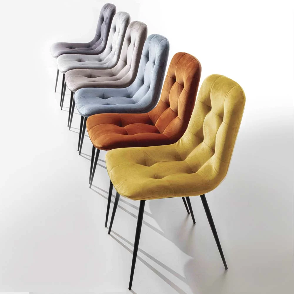 Zara - Set da 4 Sedia soggiorno moderno velluto antimacchia cm 47x61x85h - vari colori