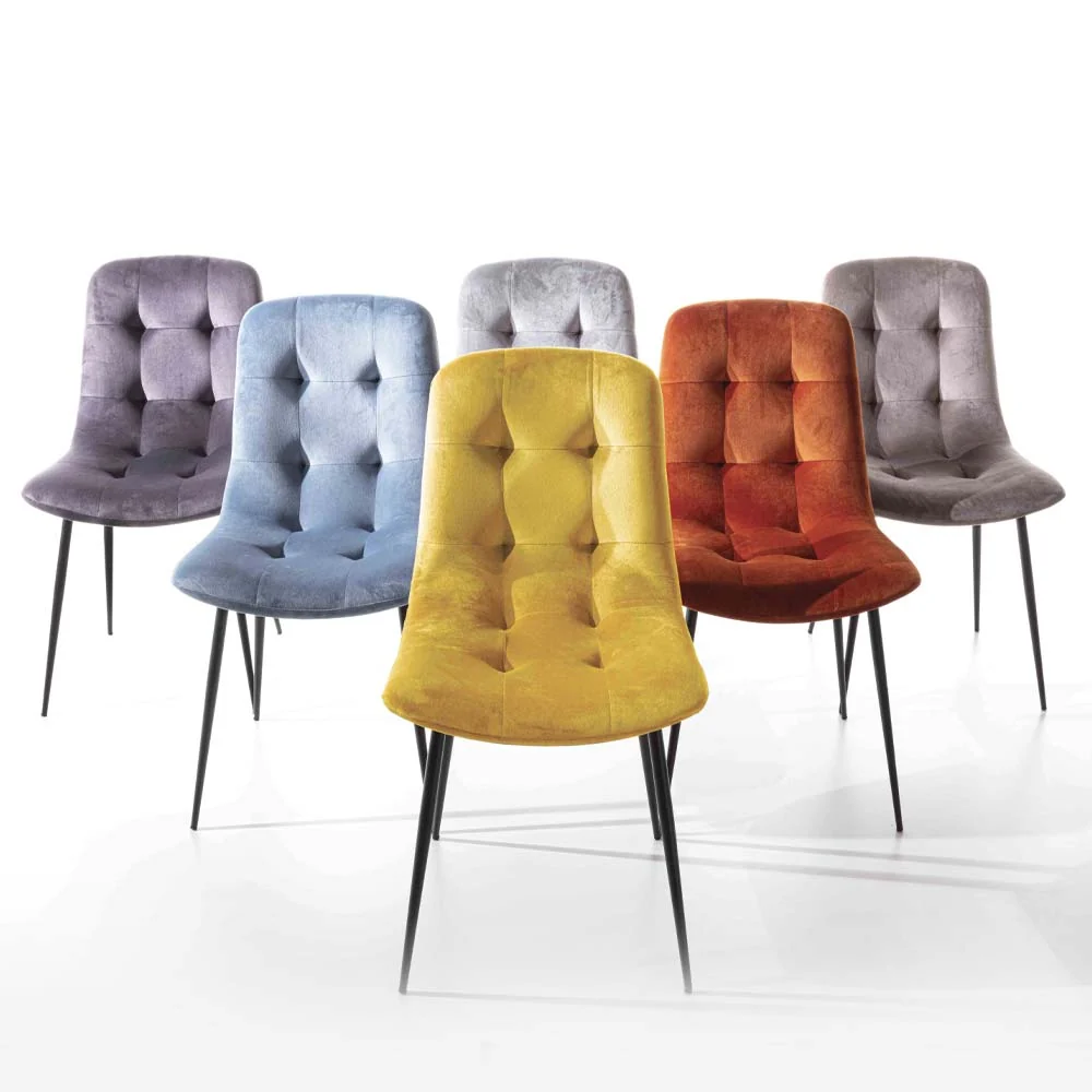 Zara - Set da 4 Sedia soggiorno moderno velluto antimacchia cm 47x61x85h - vari colori