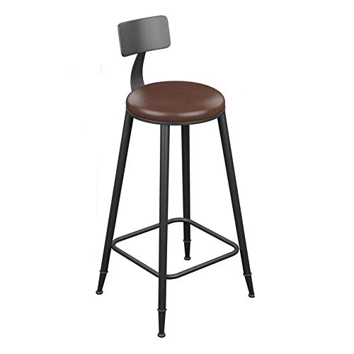 Sgabello da bar Sgabelli bar moderno e minimalista con schienale,Sgabello alto retrò legno massello,Cuscino pelle PU art i...