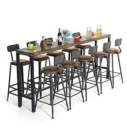 ZCM-MIRROR Sgabello Bar,Sgabelli Bar da Bar Ferro battuto Stile Industriale,con Pedali,Pelle Antiscivolo,Sgabello da Bar M...