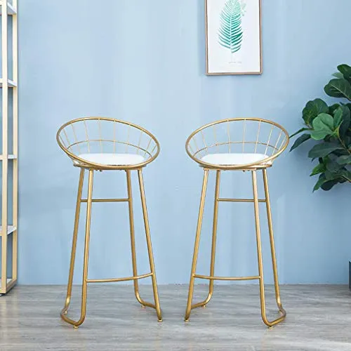 ZCY Mobili Soggiorno Sgabelli 17,7"/25,6" / 29,5"Sgabelli Imbottiti Ecopelle | Sedia da Pranzo Metallo Stile Moderno per P...