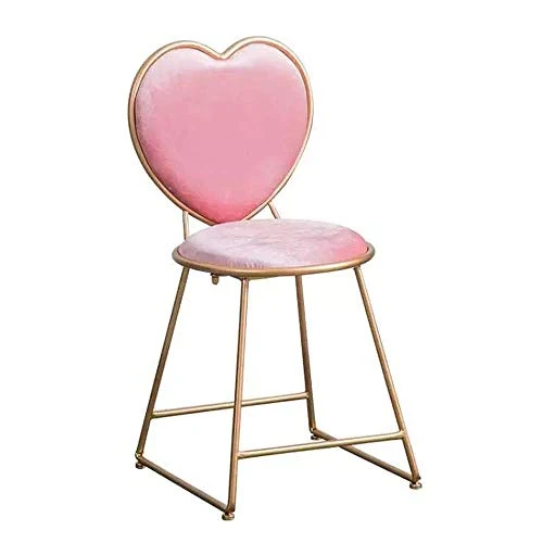 Sedie da pranzo forma di cuore, sgabello cosmetico rosa, ristorante ferro battuto camera da letto bar caffetteria pasticce...
