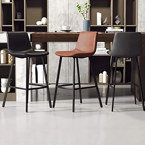ZINIUKEJI Sgabelli da Bar con poggiapiedi e Gambe Metallo, sgabelli Alti Cucina Moderna, Bar, Balcone, Ecopelle
