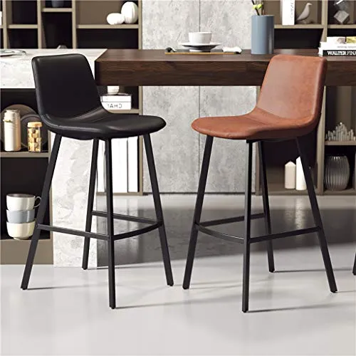 ZINIUKEJI Sgabelli da Bar con poggiapiedi e Gambe Metallo, sgabelli Alti Cucina Moderna, Bar, Balcone, Ecopelle